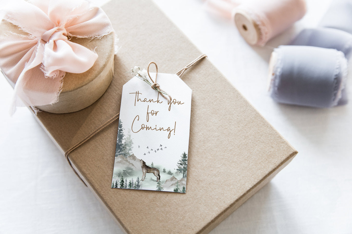 Wolf Thank You Tags | Woodland Party Favor Tags - 47H