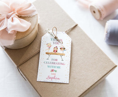 Editable Gymnastics Thank You Tags | Girl Gymnastic Birthday Party Favor Tags - 99A