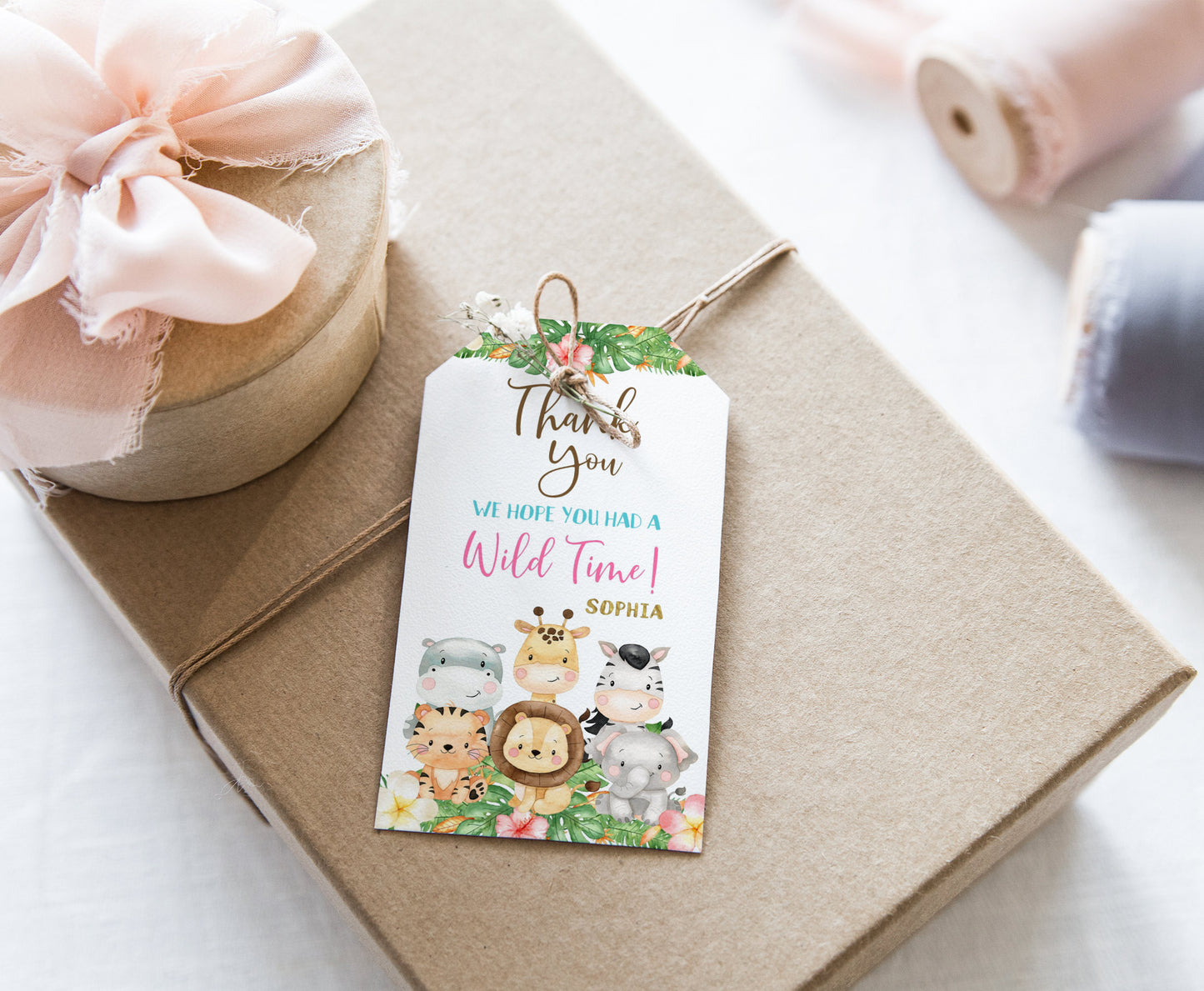 Editable Girl Safari Favor Tags | Jungle Birthday Party Printables - 35E