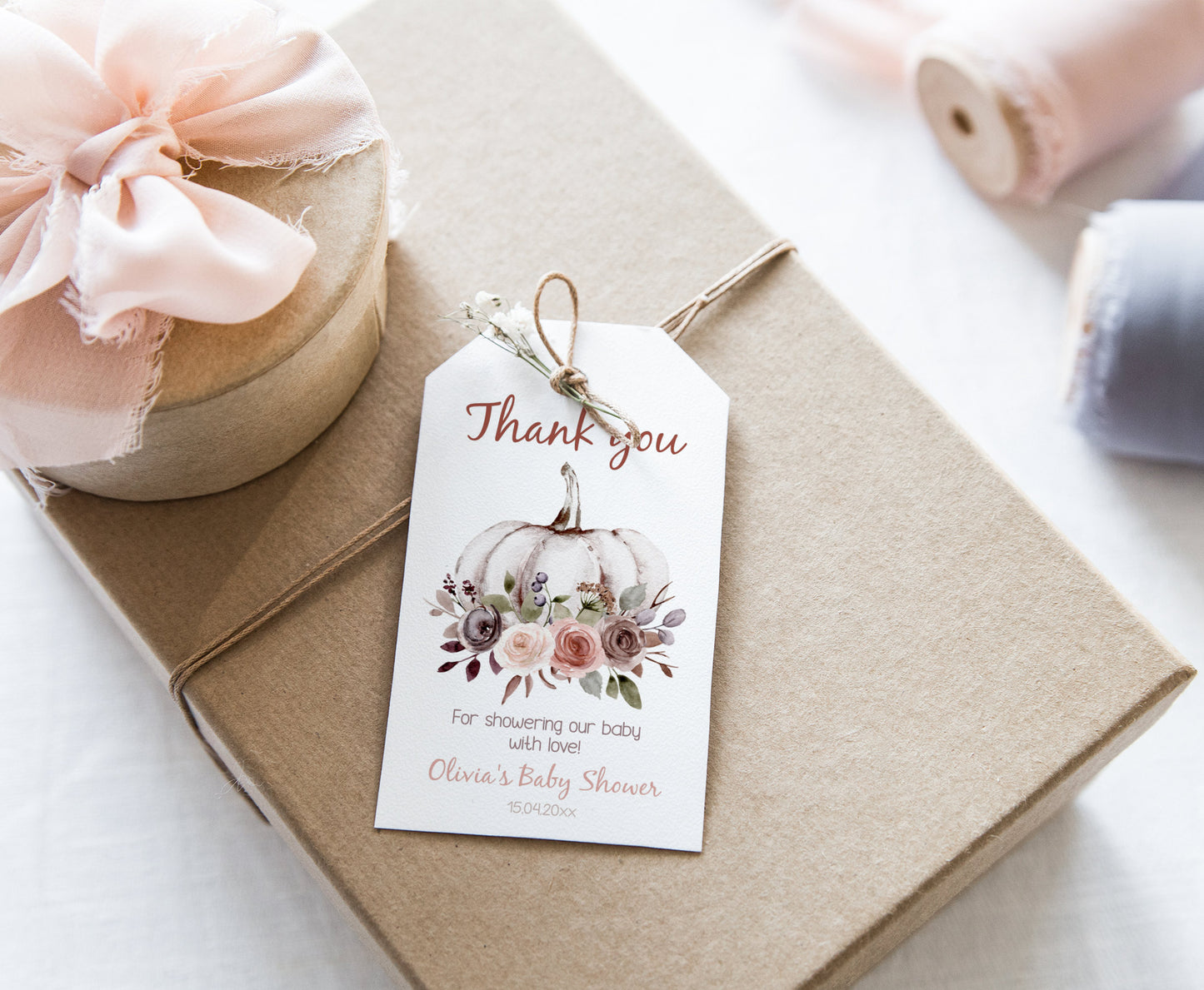 Fall Thank You Tags | Editable Pumpkin Baby Shower Decorations - 30I