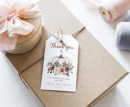 Fall Thank You Tags | Editable Pumpkin Baby Shower Decorations - 30I
