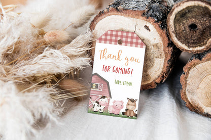 Farm Thank You Tags | Barnyard Birthday Party Printable - 11A