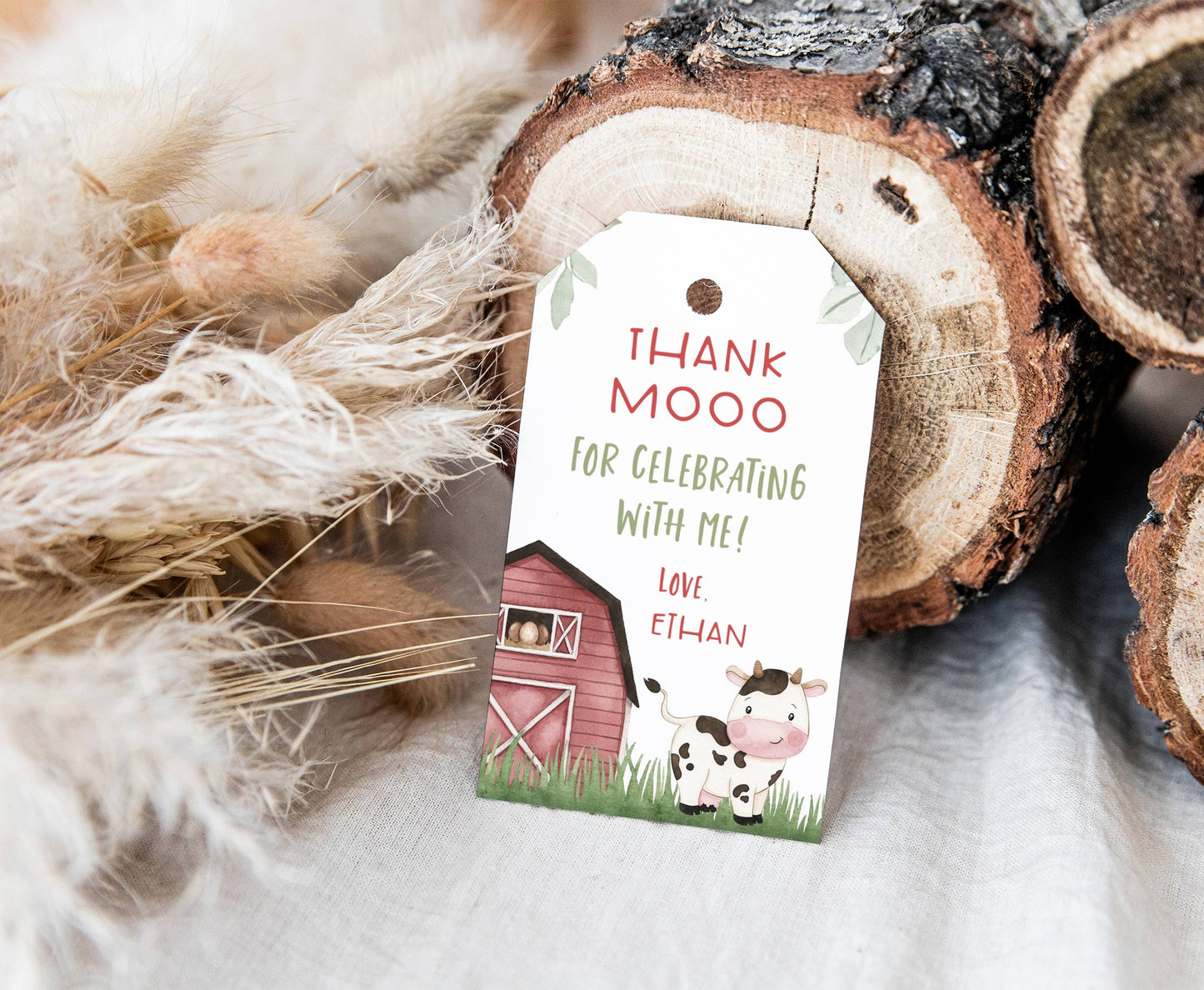 Cow Thank You Tags | Farm Birthday Party Printable - 11A