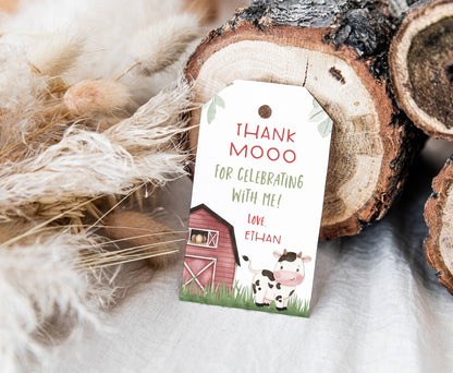 Cow Thank You Tags | Farm Birthday Party Printable - 11A