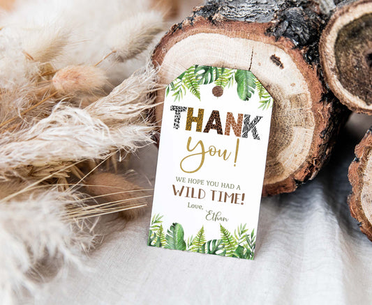 Editable Animal print Thank You Tags | Jungle Birthday Party Favor Tags - 35H