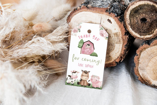 Floral Farm Thank You Tags | Girl Barnyard Birthday Party Printables - 11A