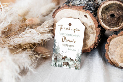 Woodland Thank you Tags | Woodland Baby Shower Favors Tags - 47H