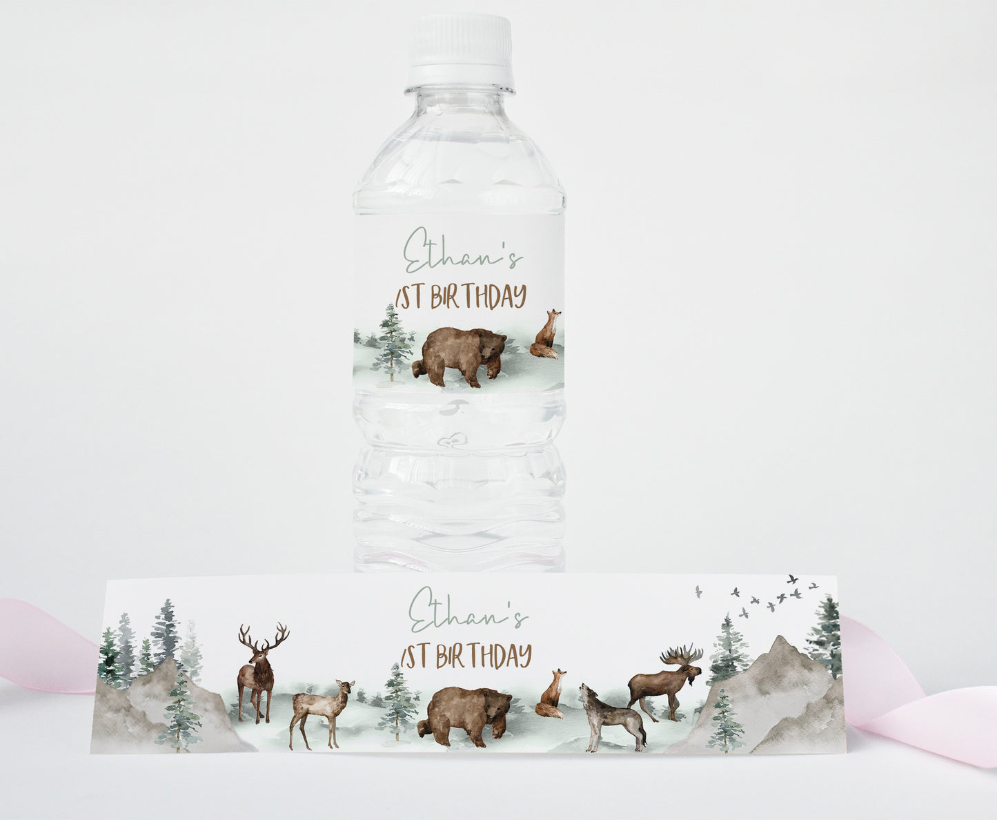 Editable Woodland Animals Water Bottle Labels | Forest Birthday Decorations - 47H