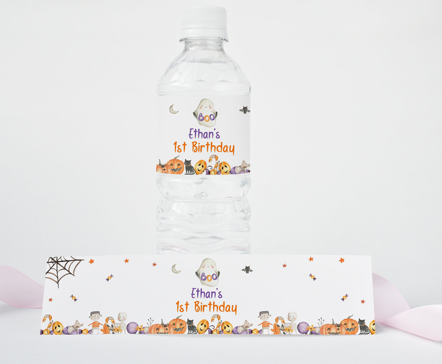 Editable Halloween Water Label | Boo Ghost Party Printables - 115L