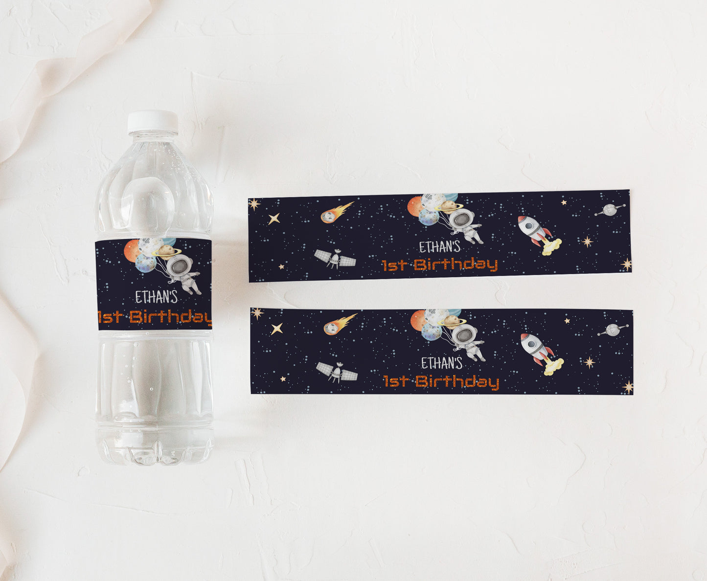 Editable Space Water Bottle Labels | Astronaut Birthday Party Decorations - 39C