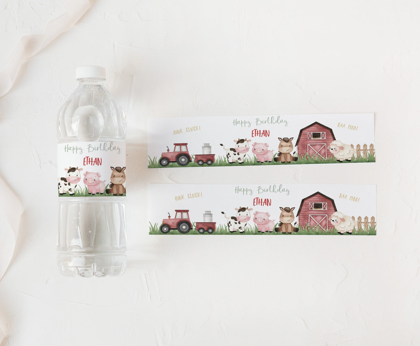 Editable Farm Water Bottle Label | Barnyard Birthday Decorations - 11A