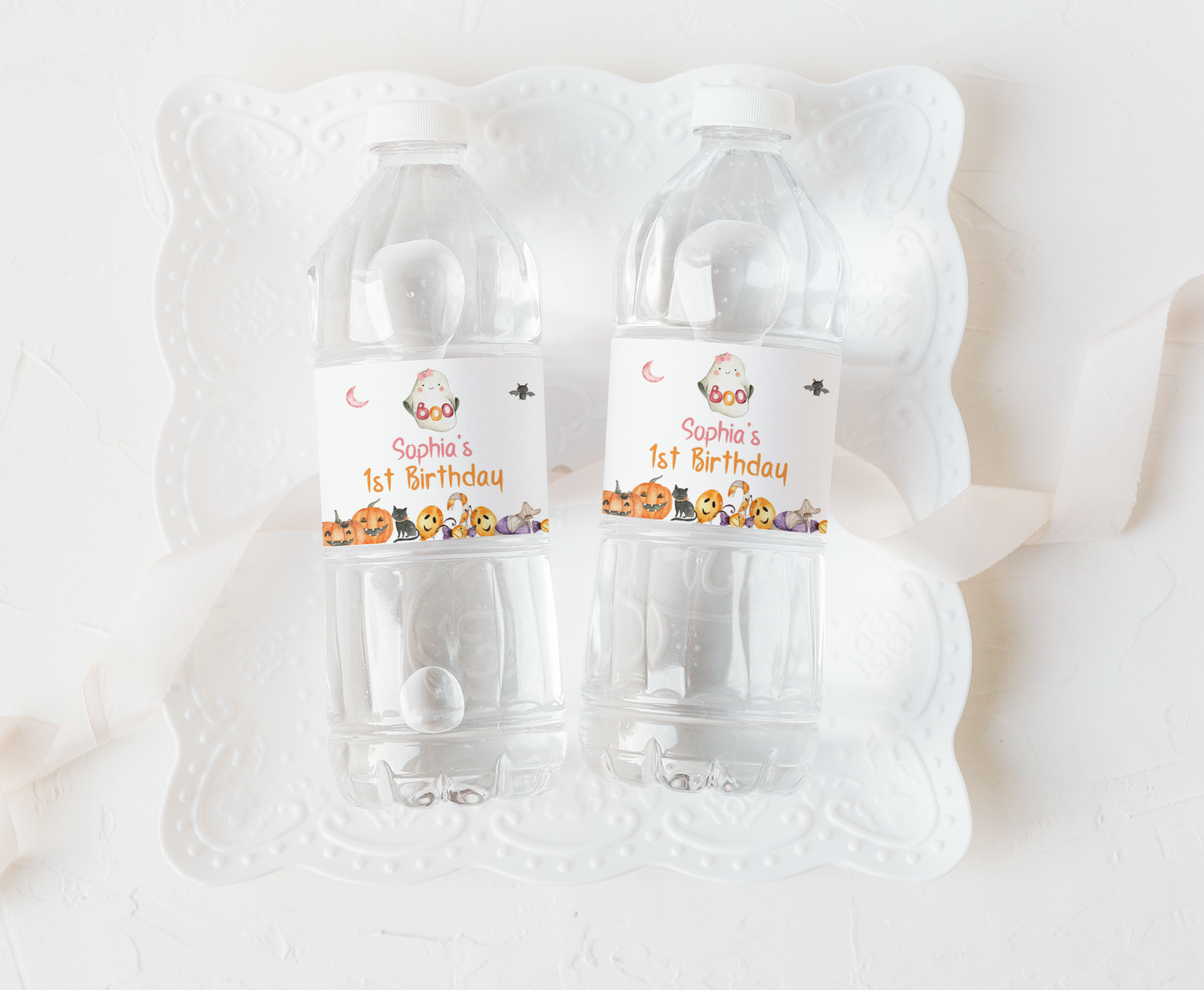 Editable Girl Ghost Water Label | Halloween Party Printables - 115L