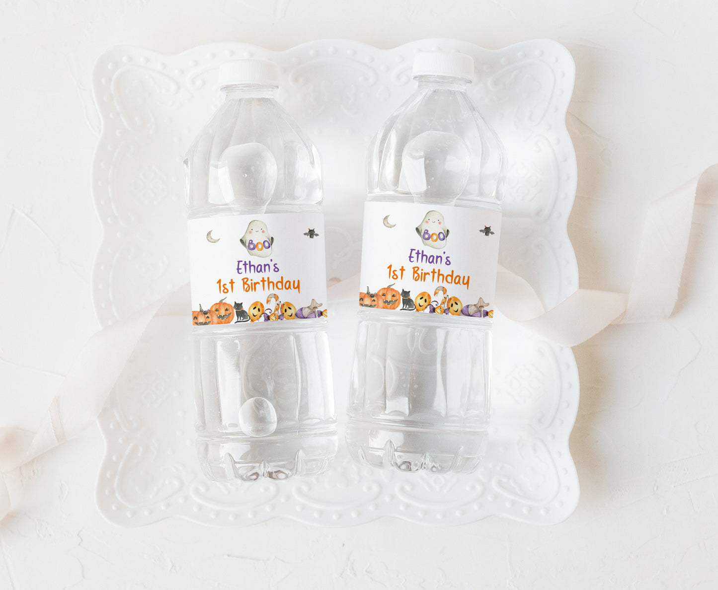 Editable Halloween Water Label | Boo Ghost Party Printables - 115L