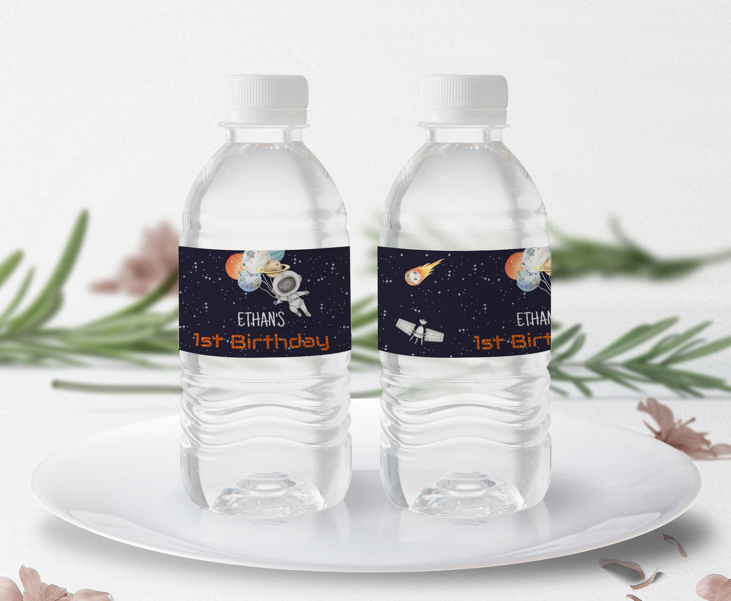 Editable Space Water Bottle Labels | Astronaut Birthday Party Decorations - 39C