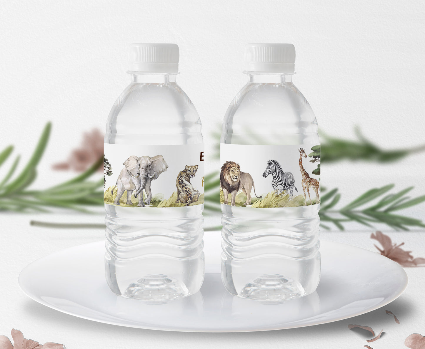 Editable Safari Water Bottle Labels | Jungle Birthday Party Decorations - 35I