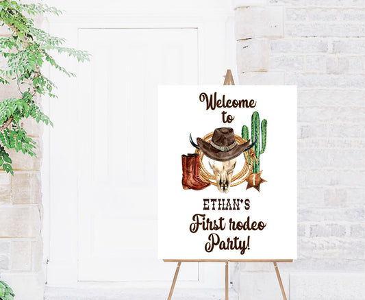 Editable Cow boy Welcome Sign | Rodeo birthday  party decorations - 34A