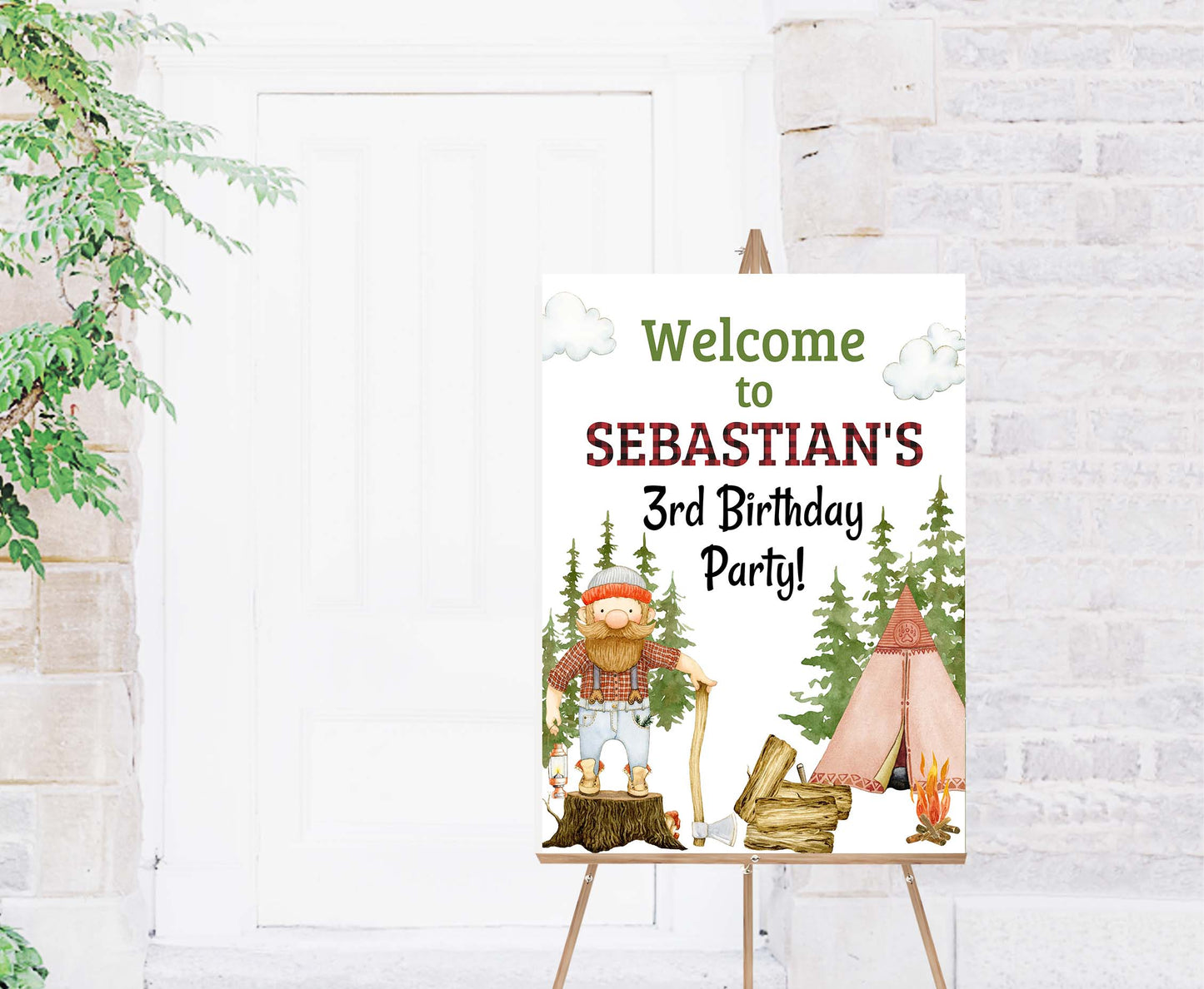 Editable Lumberjack Welcome Sign | Lumberjack birthday party decorations - 19A