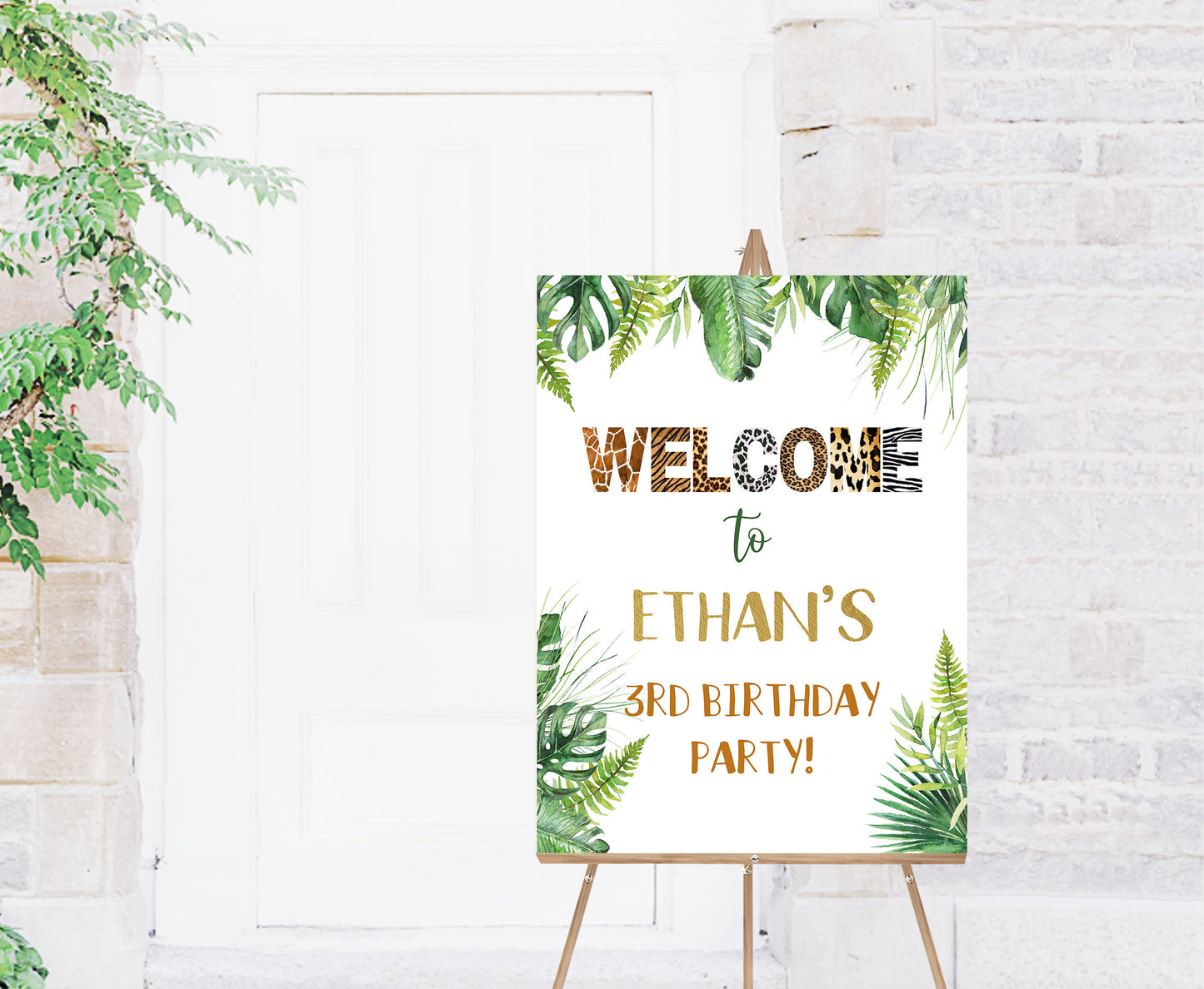 Safari Welcome Sign | Jungle birthday  party decorations - 35H