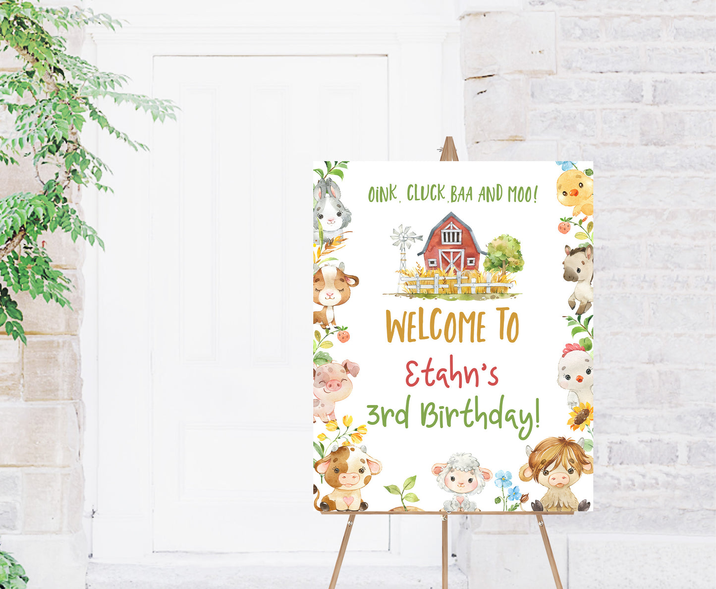 Farm Birthday Welcome Sign | Editable Barnyard Party Printable - 11D