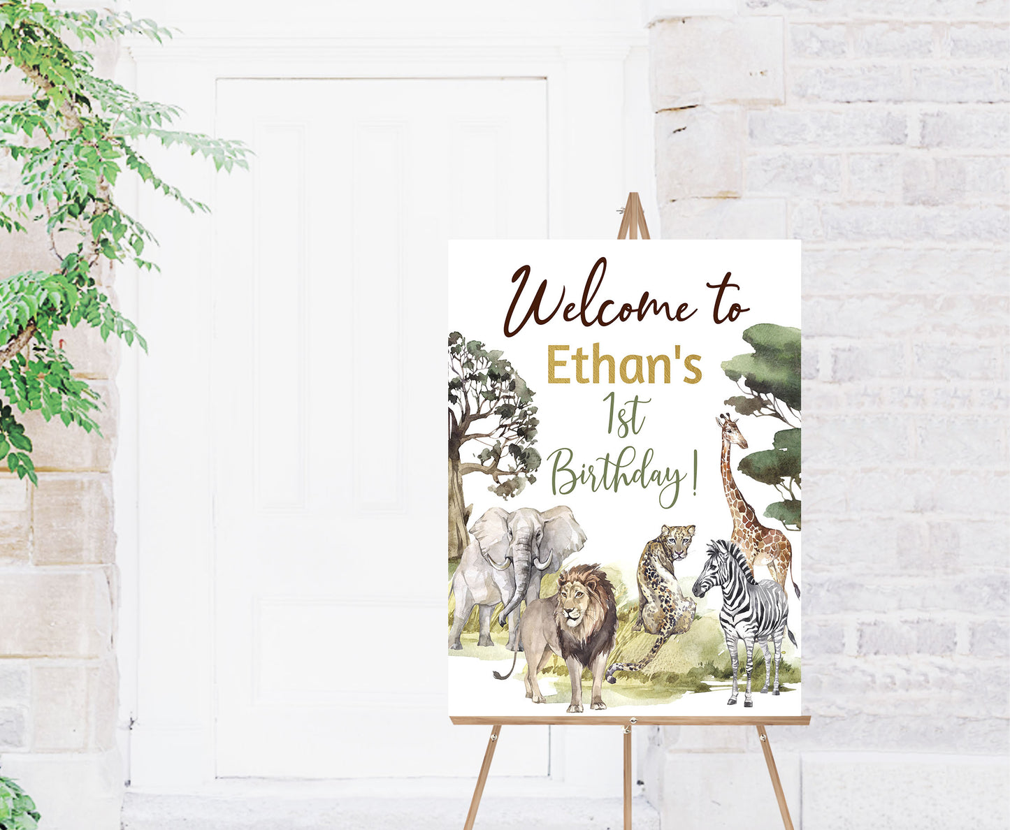 Editable Safari Welcome Sign | Jungle birthday  party decorations - 35I