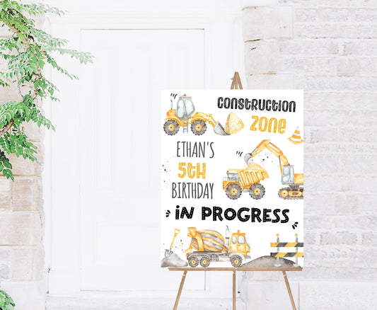 Construction Birthday Welcome Sign | Editable Under Construction Party Decorations - 07A