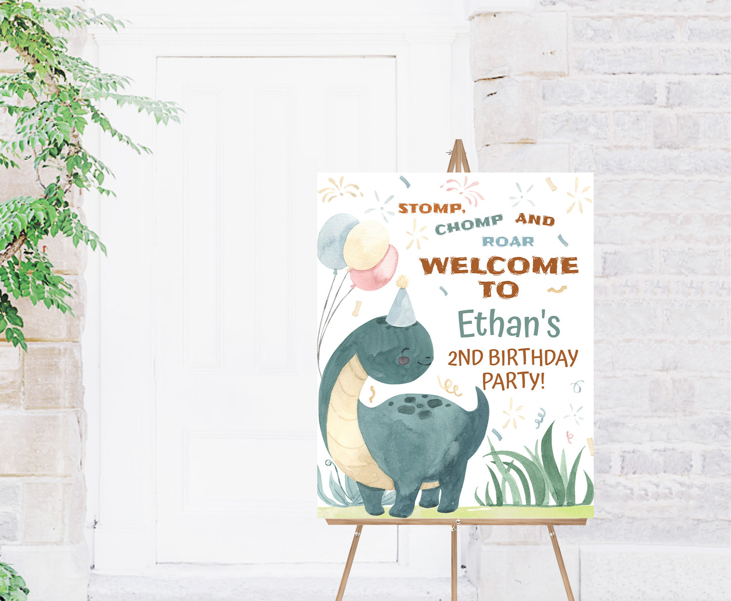 Editable Dinosaur Welcome Sign | Dino Birthday Party Decorations - 08B