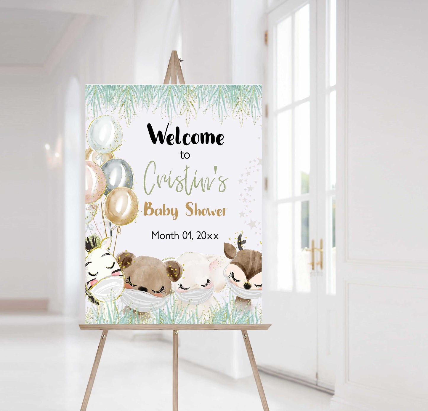 Editable Safari Baby Shower Welcome Sign | Jungle theme shower decorations - 35D