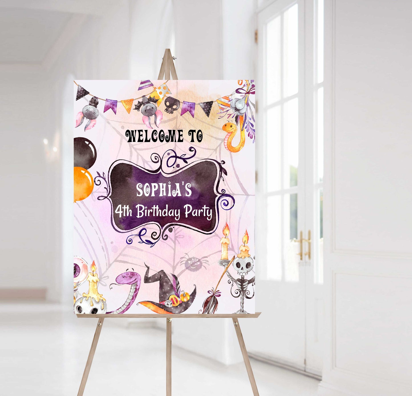 Editable Halloween Birthday Welcome Sign | Halloween theme party decorations - 115C