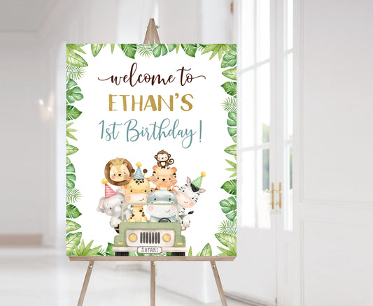 Safari Welcome Sign Birthday | Jungle Theme Party Decorations - 35E