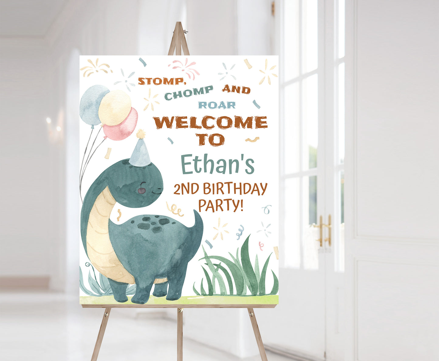 Editable Dinosaur Welcome Sign | Dino Birthday Party Decorations - 08B