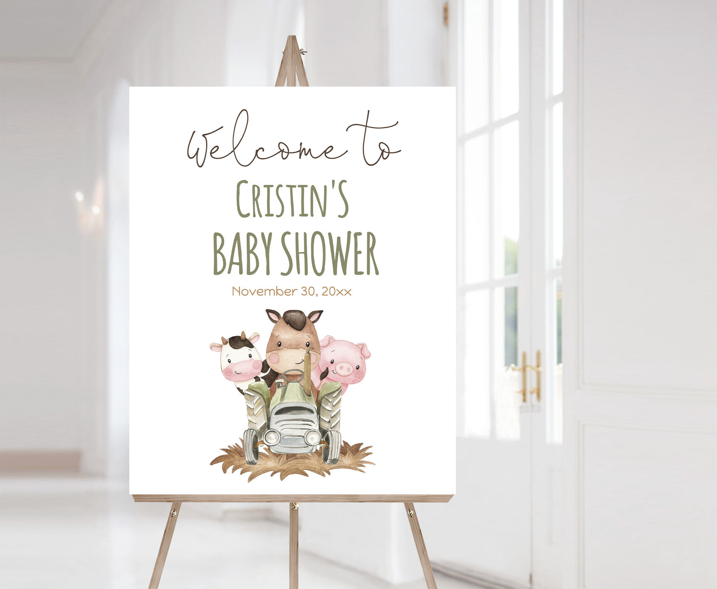 Editable Farm Welcome Sign | Farm Baby shower decorations - 11E