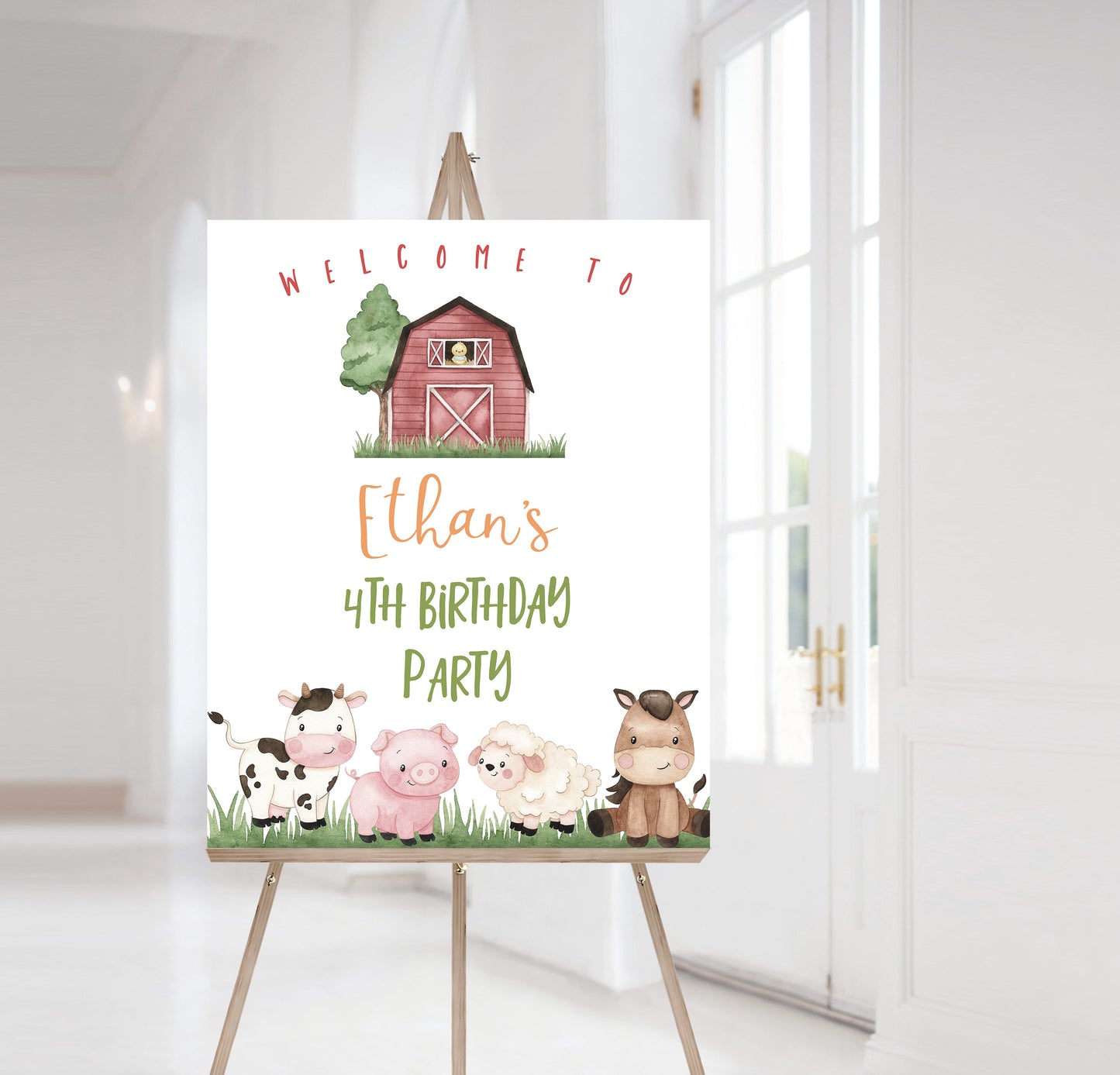 Farm Birthday Welcome Sign | Editable Barnyard Party Printable - 11A