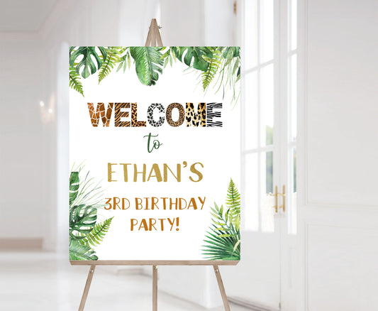 Safari Welcome Sign | Jungle birthday  party decorations - 35H