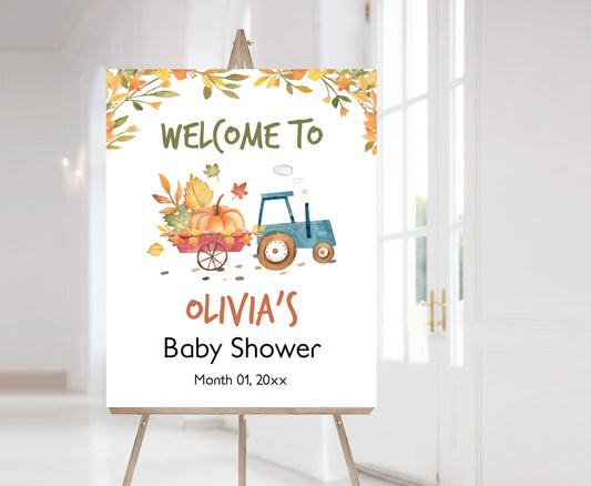 Editable Pumpkin Welcome Sign | Fall Baby shower decorations - 30N