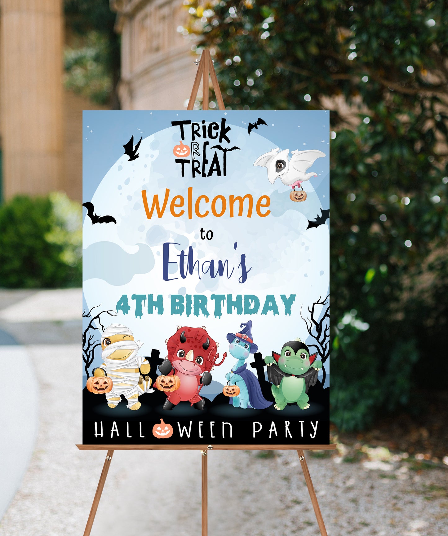 Editable Halloween Birthday Welcome Sign | Dinosaurs Theme Decorations - 115F