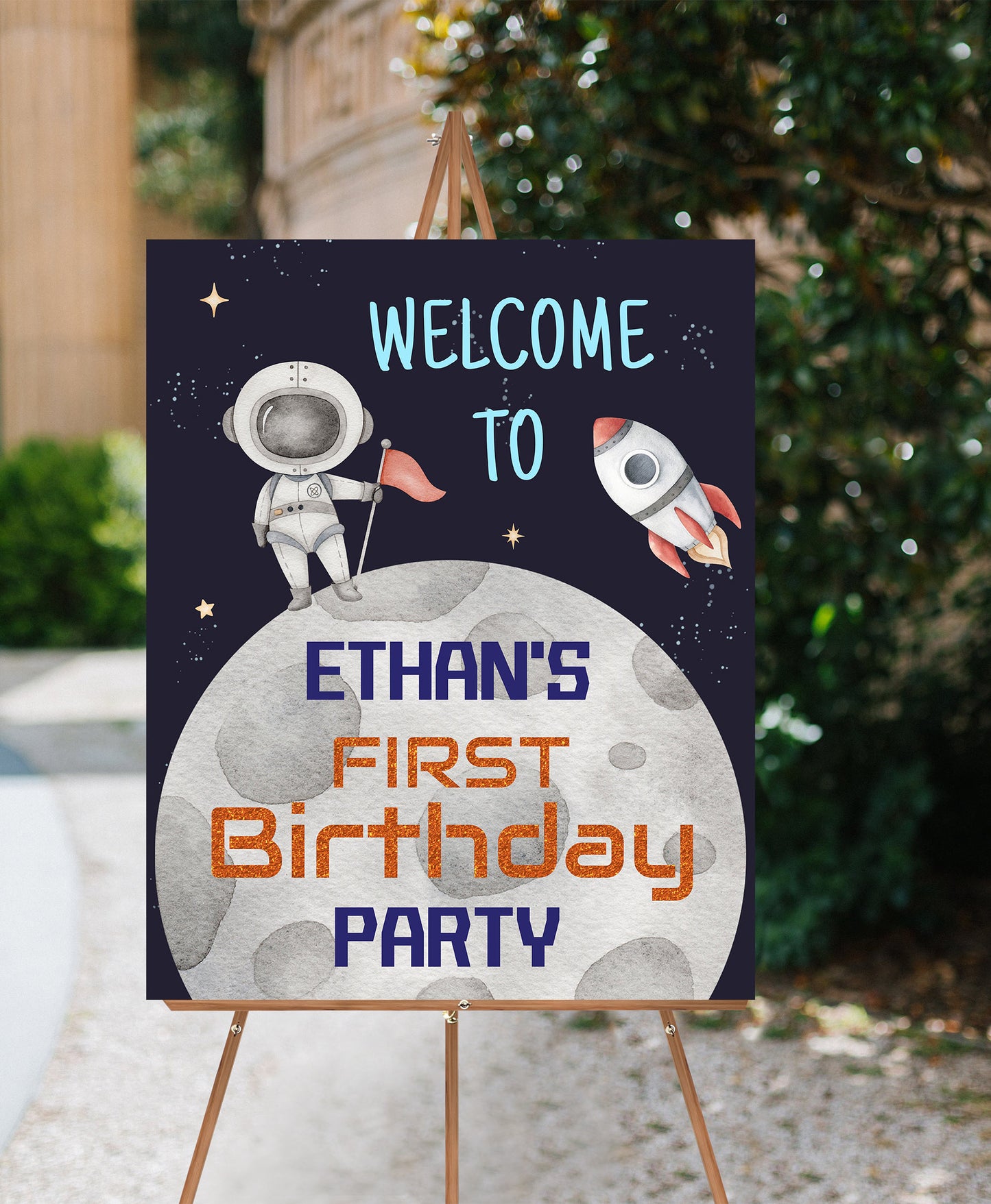 Editable Space Welcome Sign | Astronaut Birthday Party Decorations - 39C