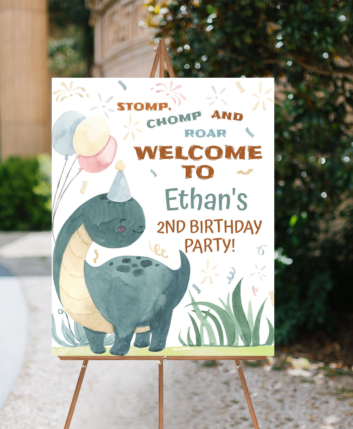 Editable Dinosaur Welcome Sign | Dino Birthday Party Decorations - 08B