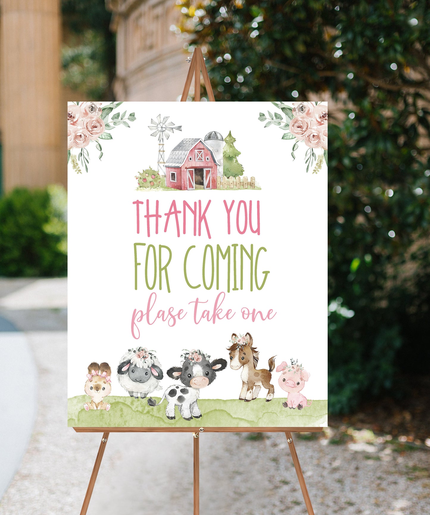 Floral Farm Birthday Welcome Sign | Editable Girl Barnyard Party Decorations - 11C1