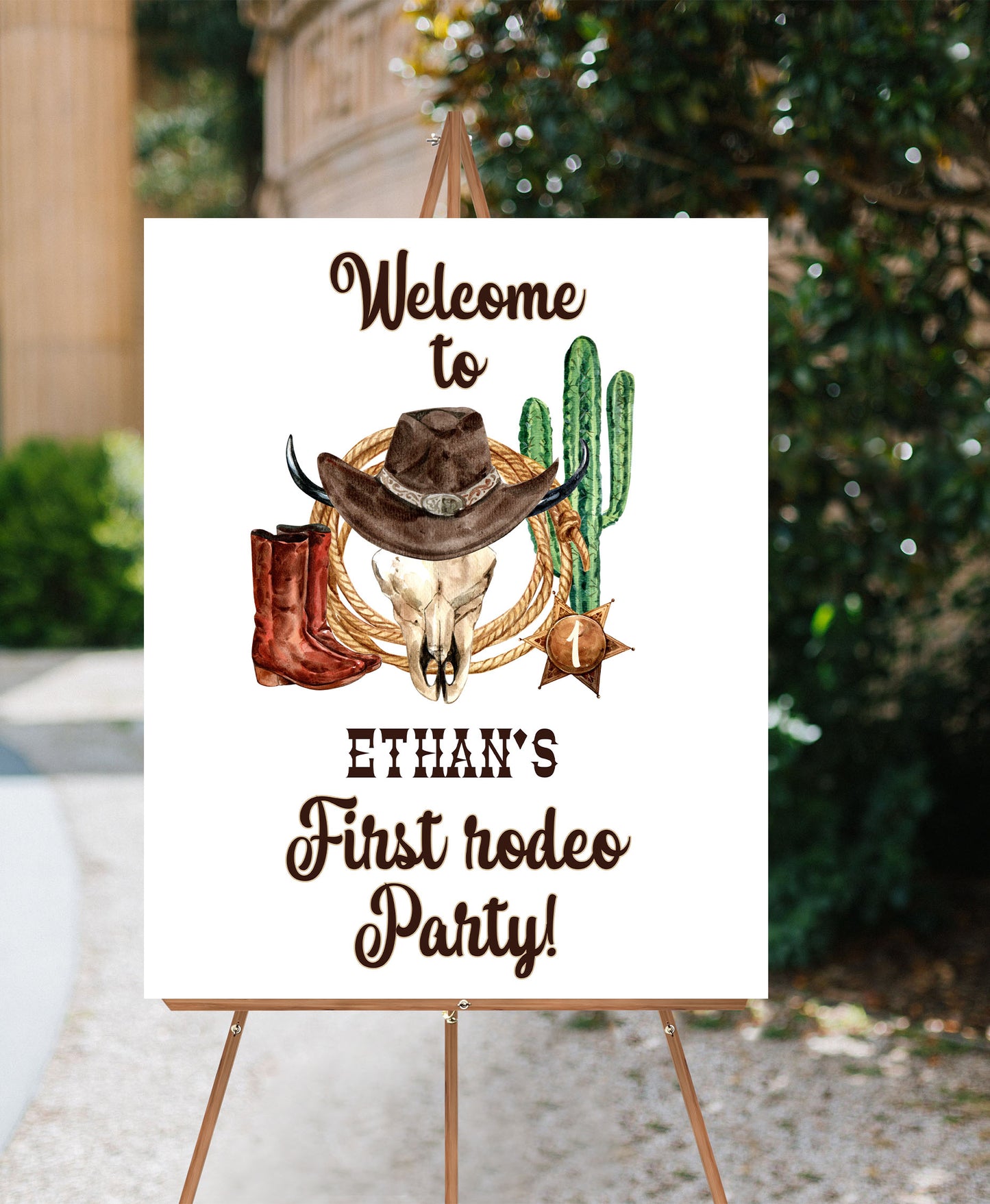 Editable Cow boy Welcome Sign | Rodeo birthday  party decorations - 34A