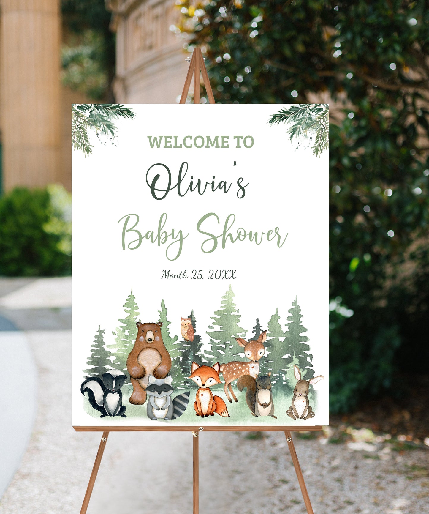 Woodland Baby Shower Welcome Sign | Forest Animals Baby Shower Decorations - 47J2