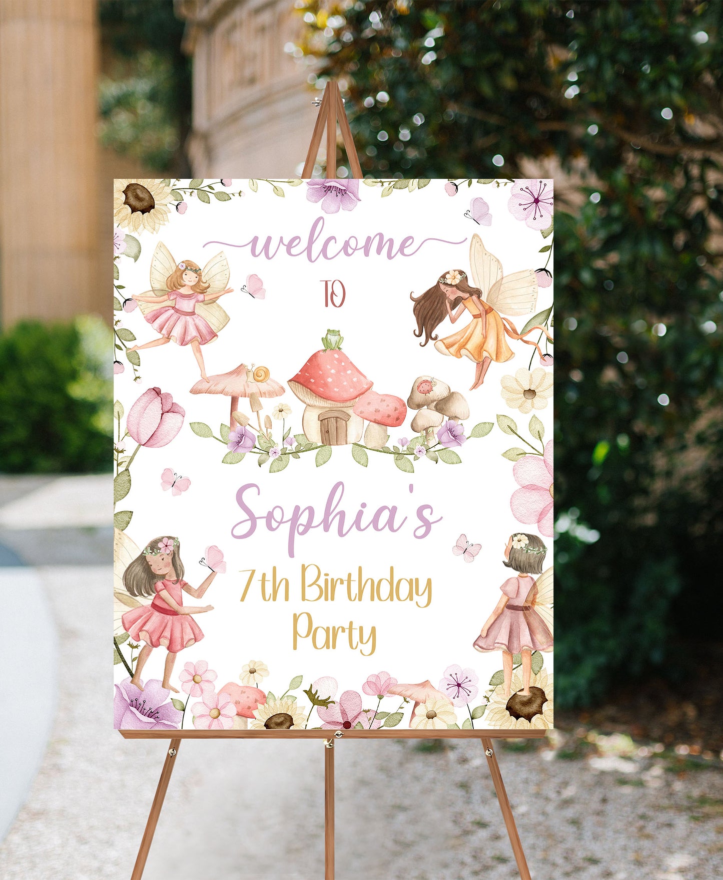 Editable Floral Fairy Welcome Sign | Fairy birthday  party decorations - 10A