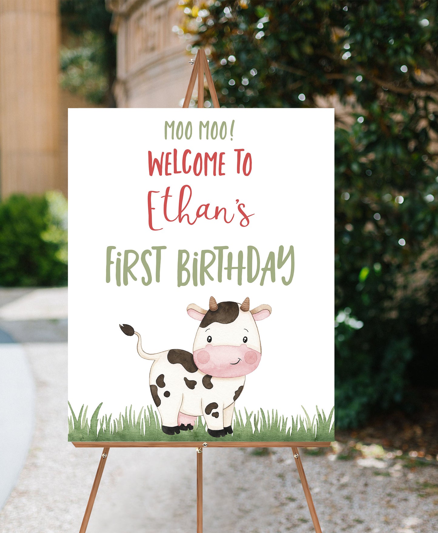 Cow Welcome Sign | Farm Birthday Party Decoration - 11A