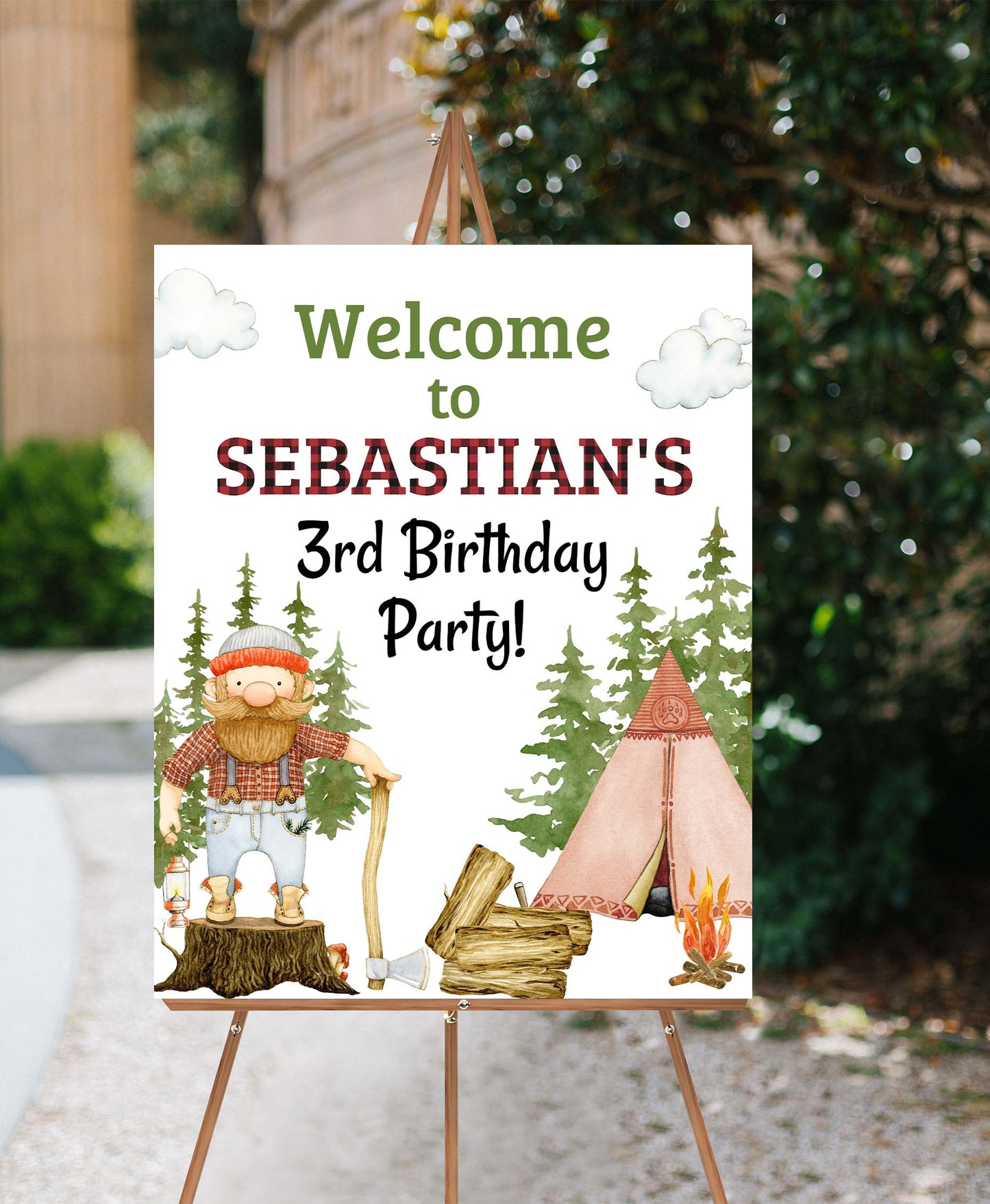 Editable Lumberjack Welcome Sign | Lumberjack birthday party decorations - 19A