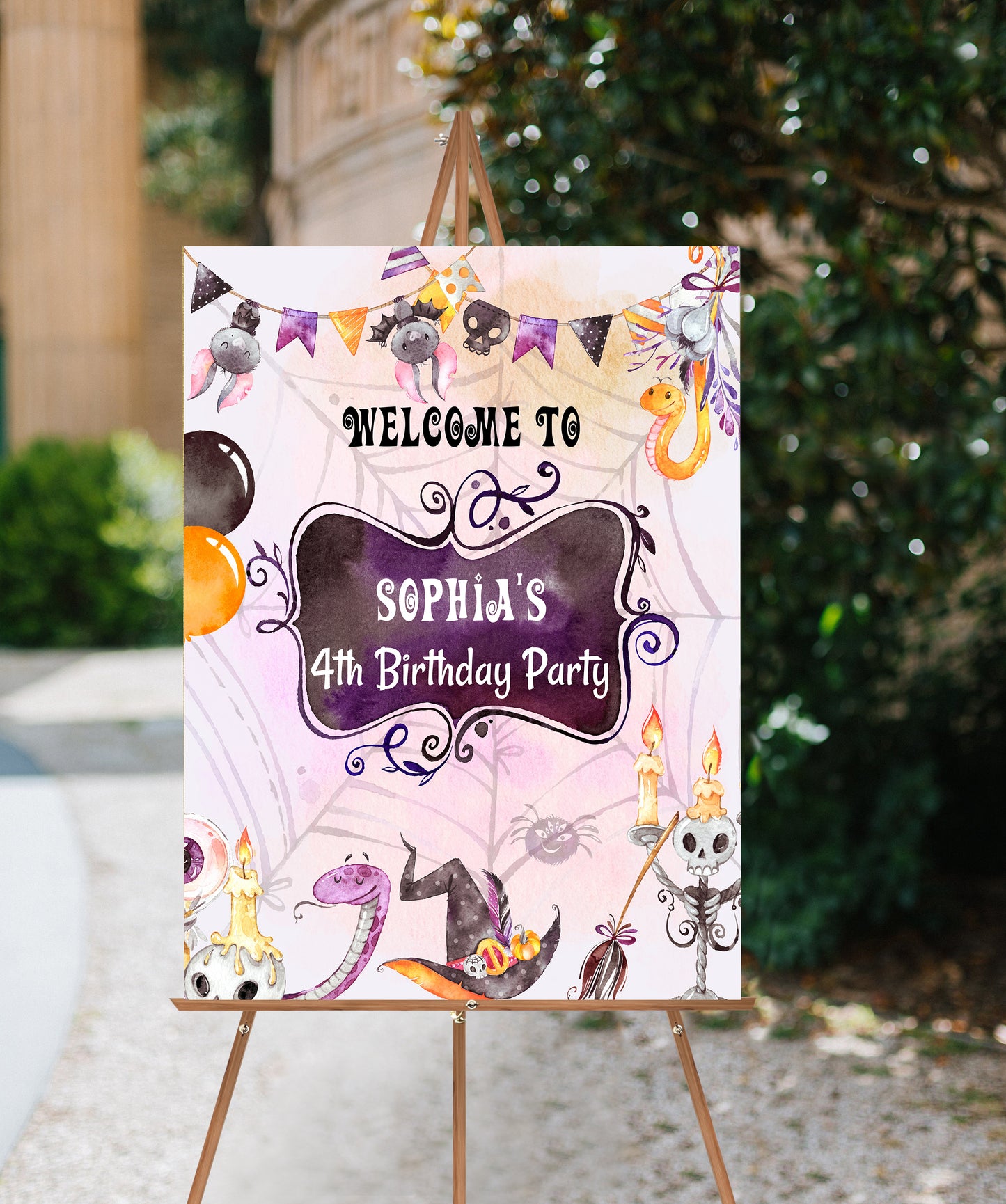 Editable Halloween Birthday Welcome Sign | Halloween theme party decorations - 115C