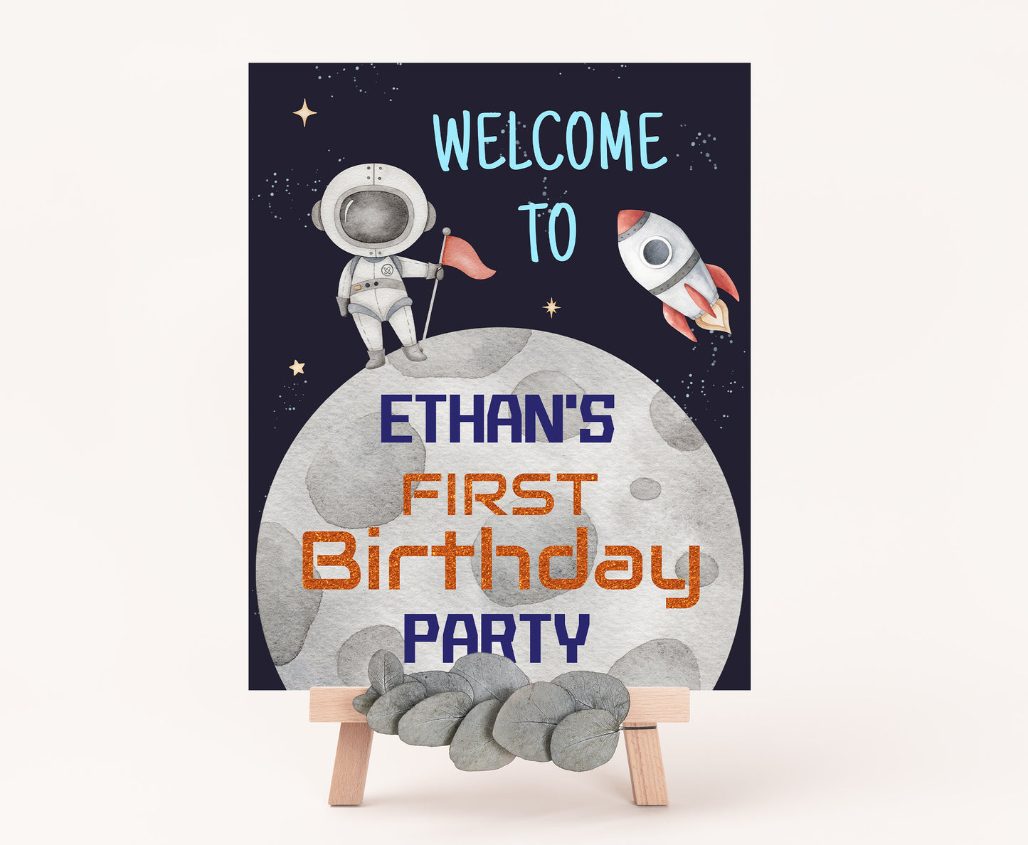 Editable Space Welcome Sign | Astronaut Birthday Party Decorations - 39C