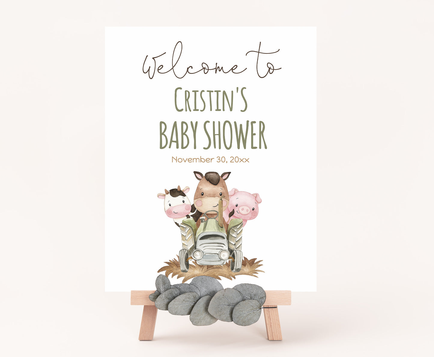 Editable Farm Welcome Sign | Farm Baby shower decorations - 11E