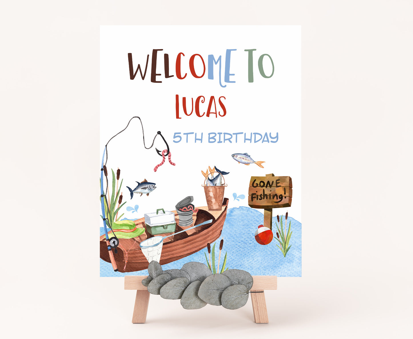 Editable Fishing Welcome Sign | Fishing birthday  party decorations - 97A