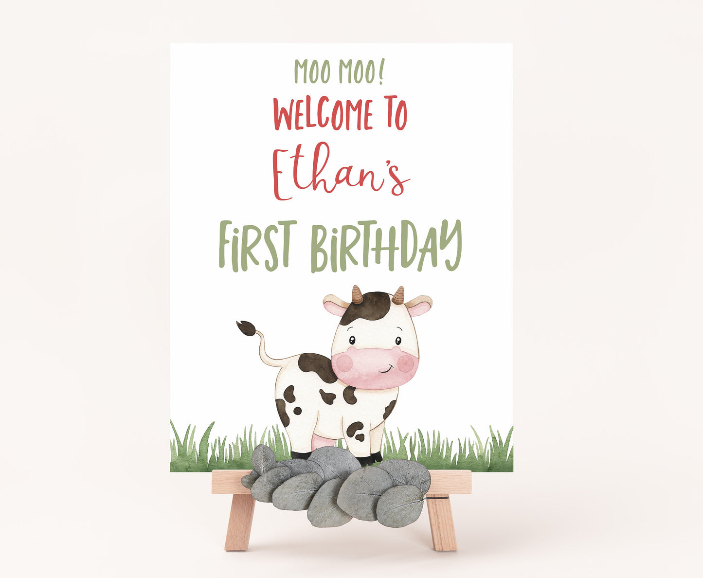 Cow Welcome Sign | Farm Birthday Party Decoration - 11A