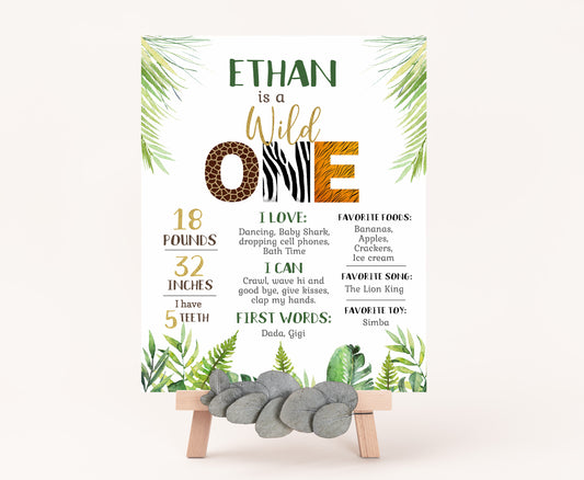 Editable Jungle Milestone Poster | Safari1st Birthday Decorations - 35H