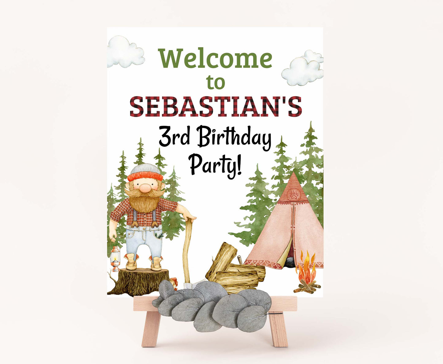 Editable Lumberjack Welcome Sign | Lumberjack birthday party decorations - 19A